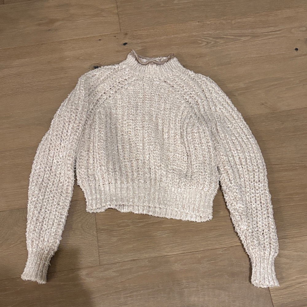 Aritzia Wilfred Textured Cream Turtleneck Sweater